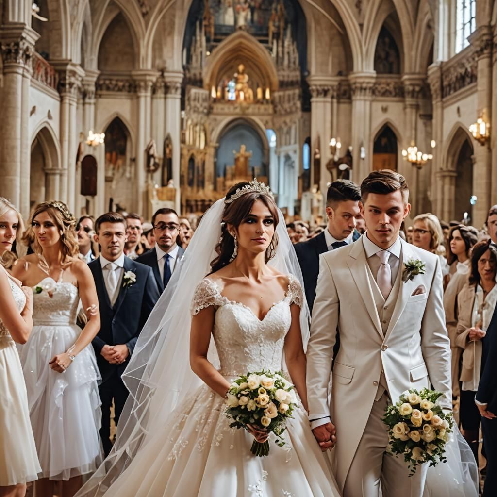 Crossdressing Men's Wedding in Church: Photography