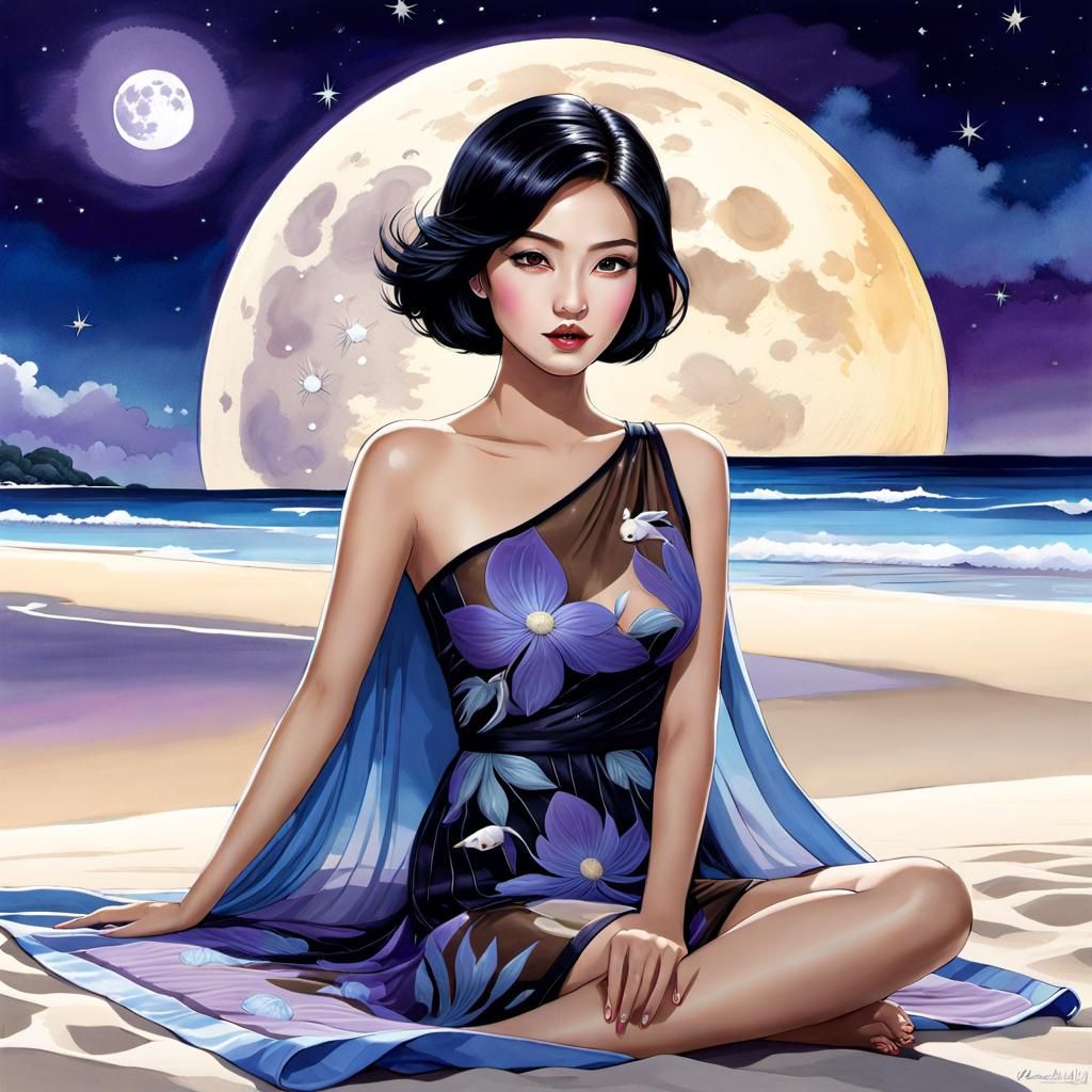 Thai Model Under Moonlight, DreamWorks Animation Style