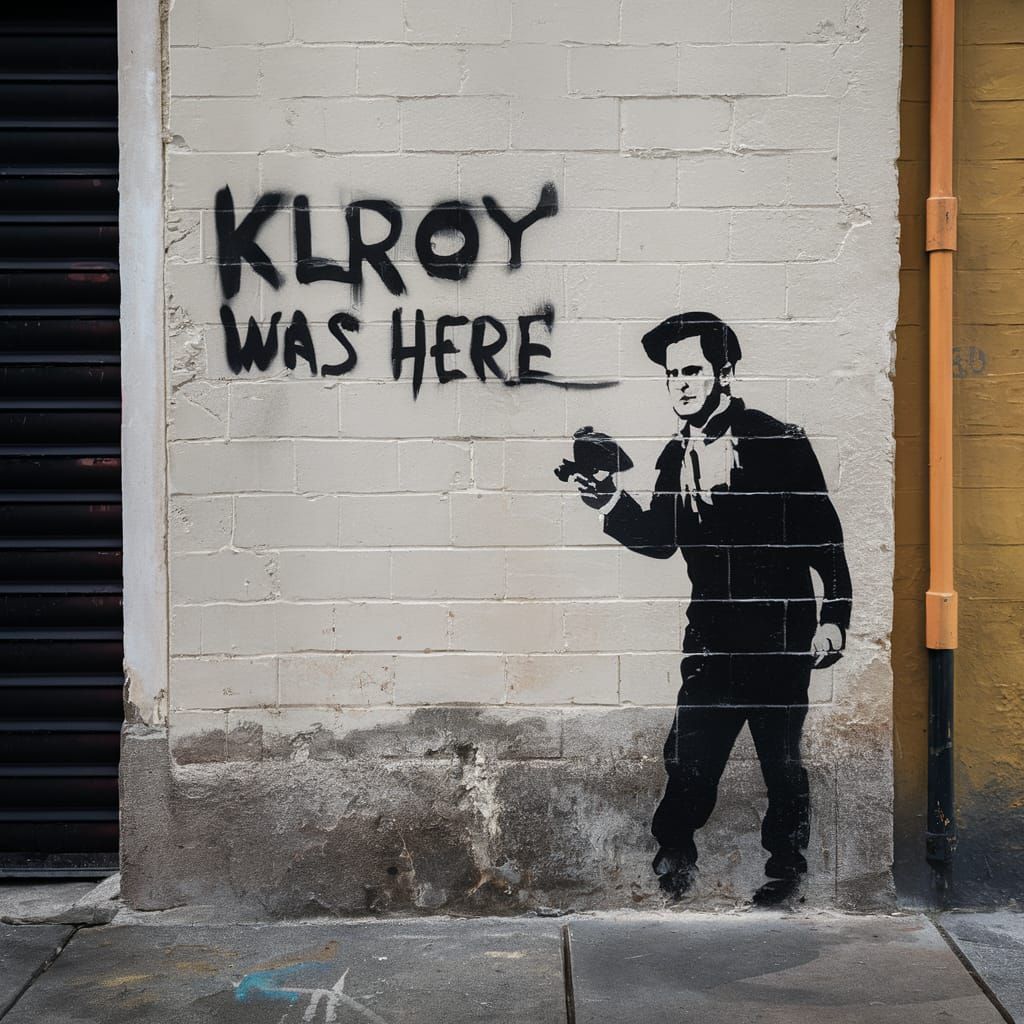 Kilroy Was Here Graffiti Art in Banksy Style