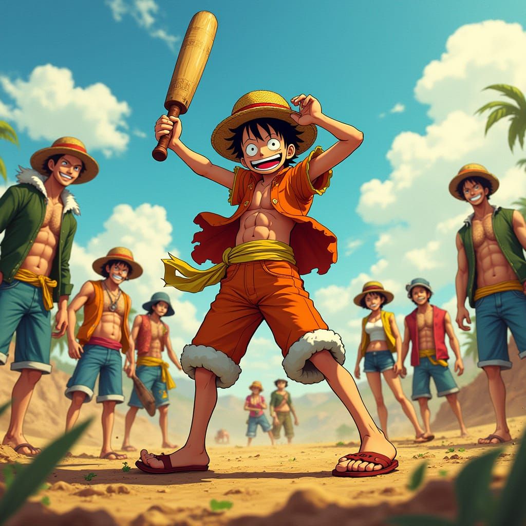 Luffy's Epic Cricket Match in the One Piece World
