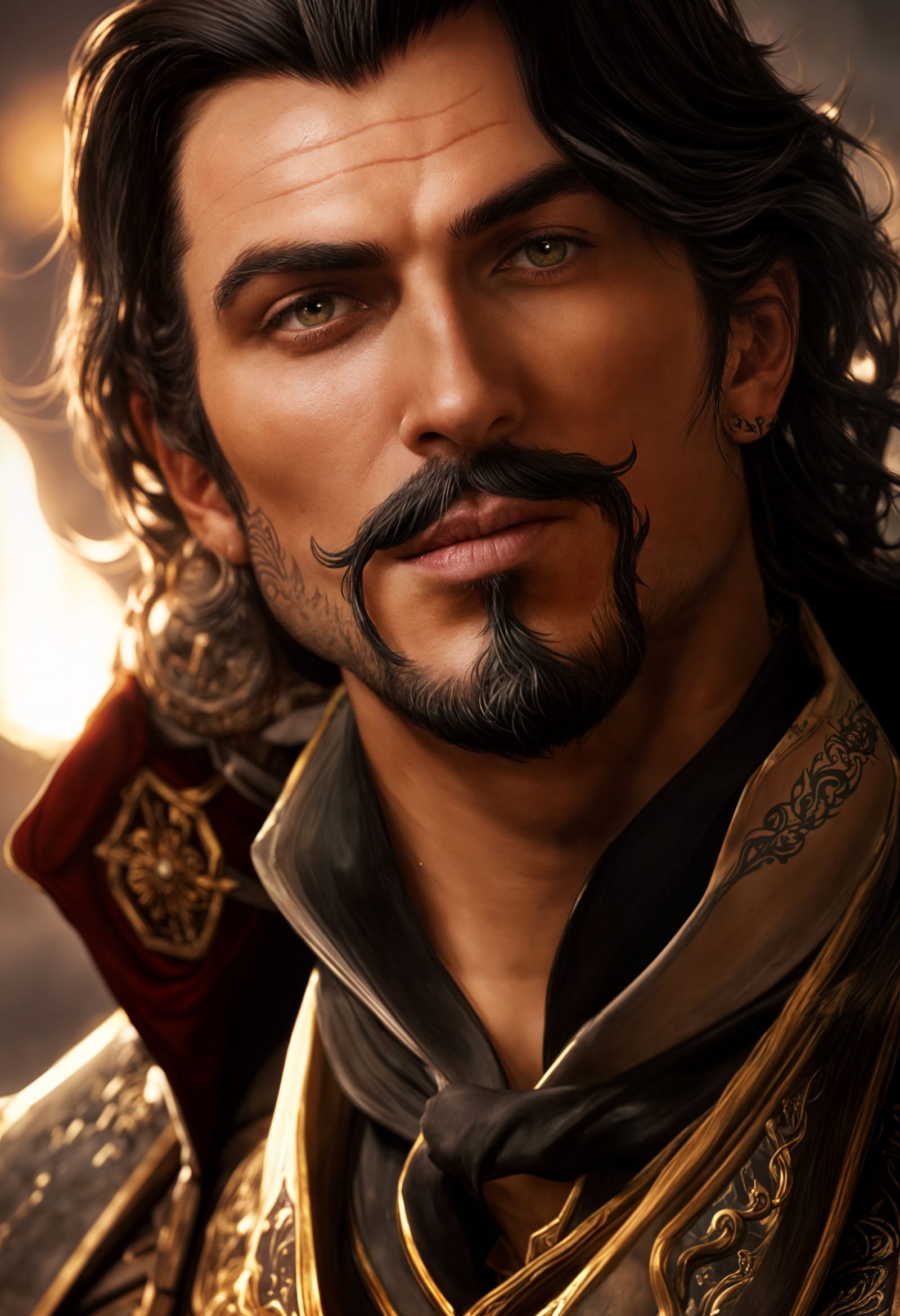 Dark Fantasy Bard Portrait in Art Nouveau Style