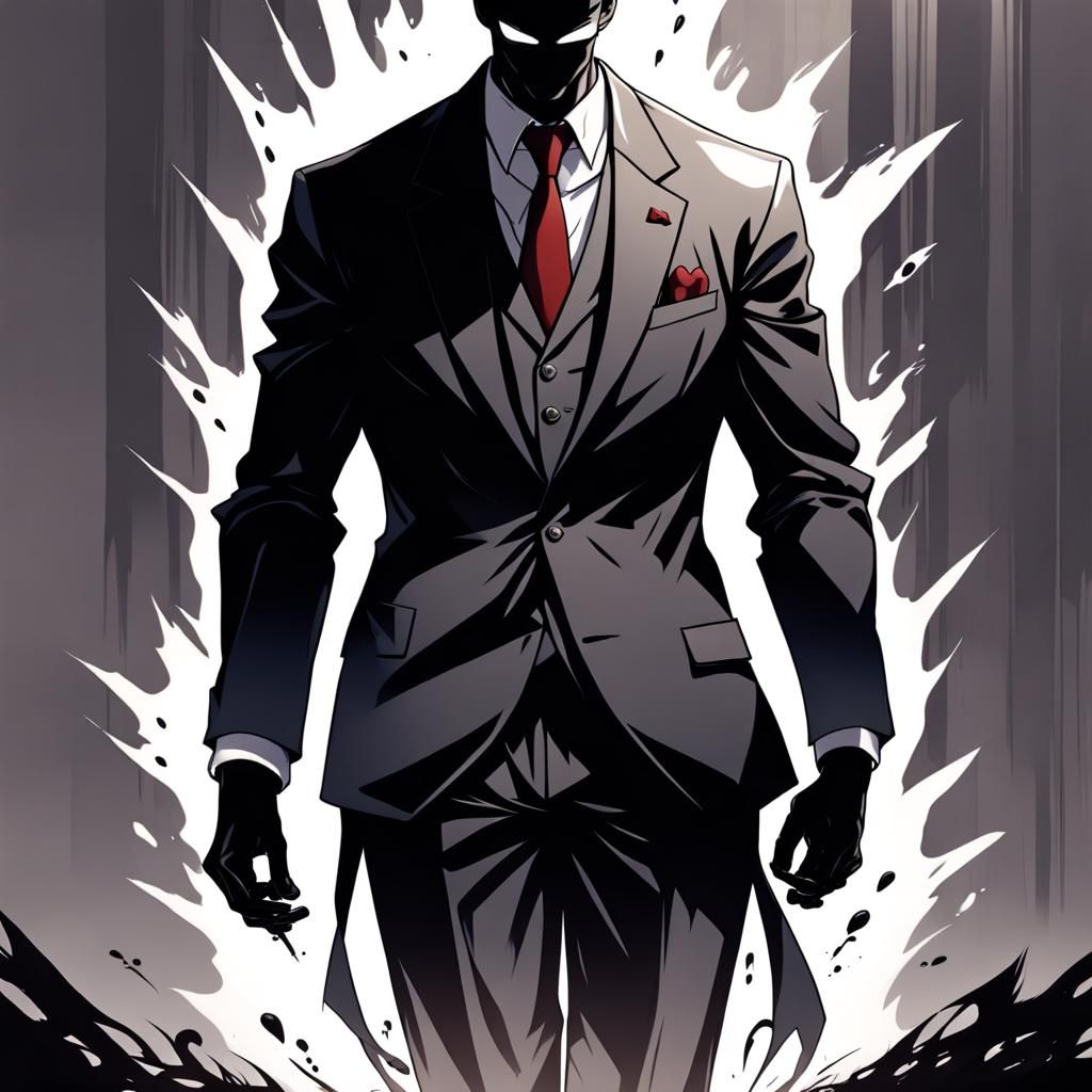 Crying Shadow Man in Anime Style