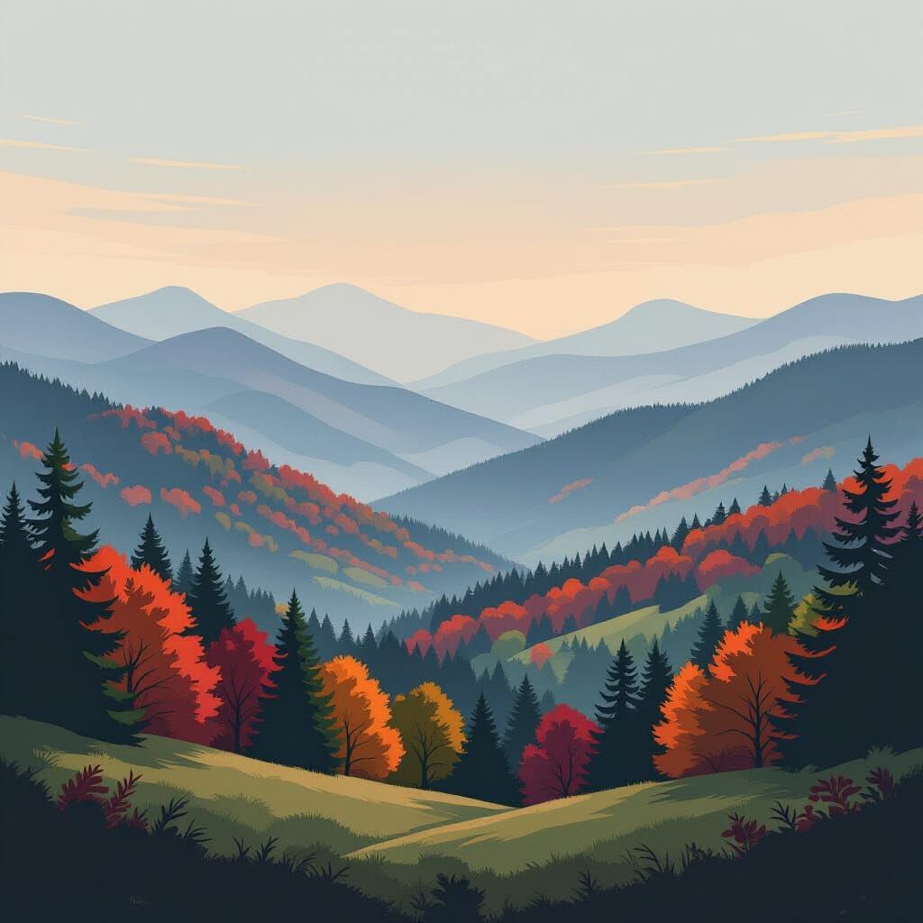 Tennessee Mountain Landscape in Atmospheric Style