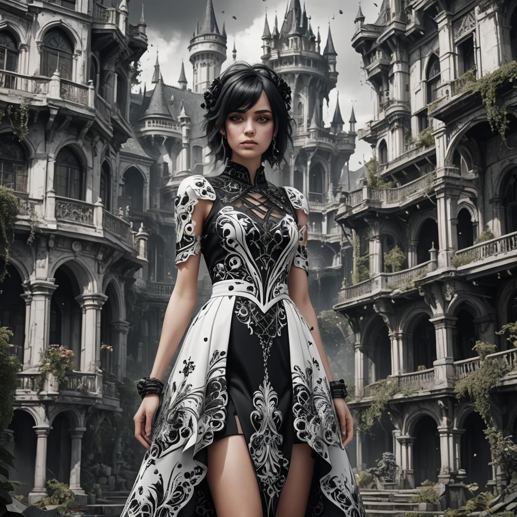 Emo Casual Black and White Dress Design