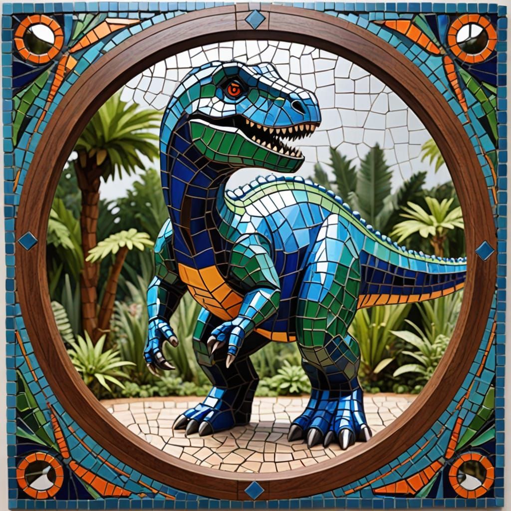 Mirror mosaic dinosaur