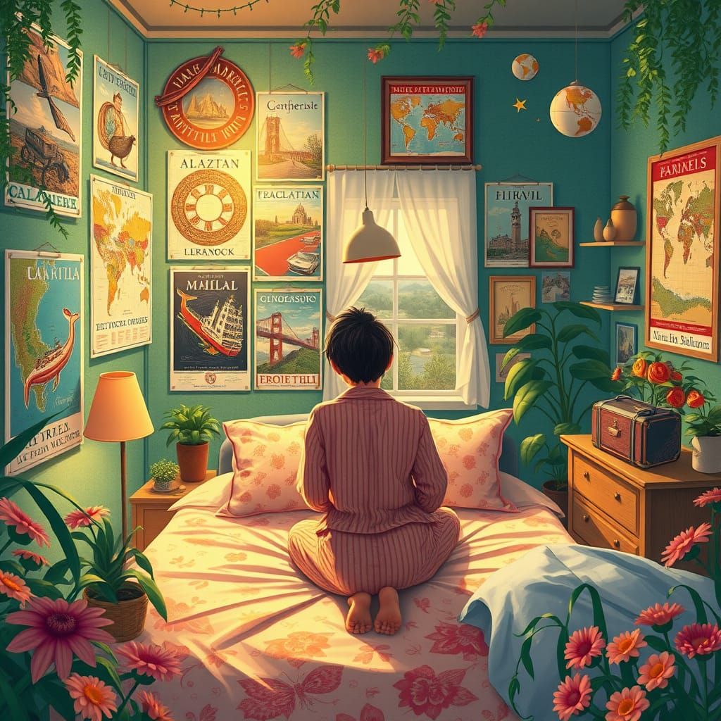 Cozy Bedroom Dreamscape in Whimsical Style