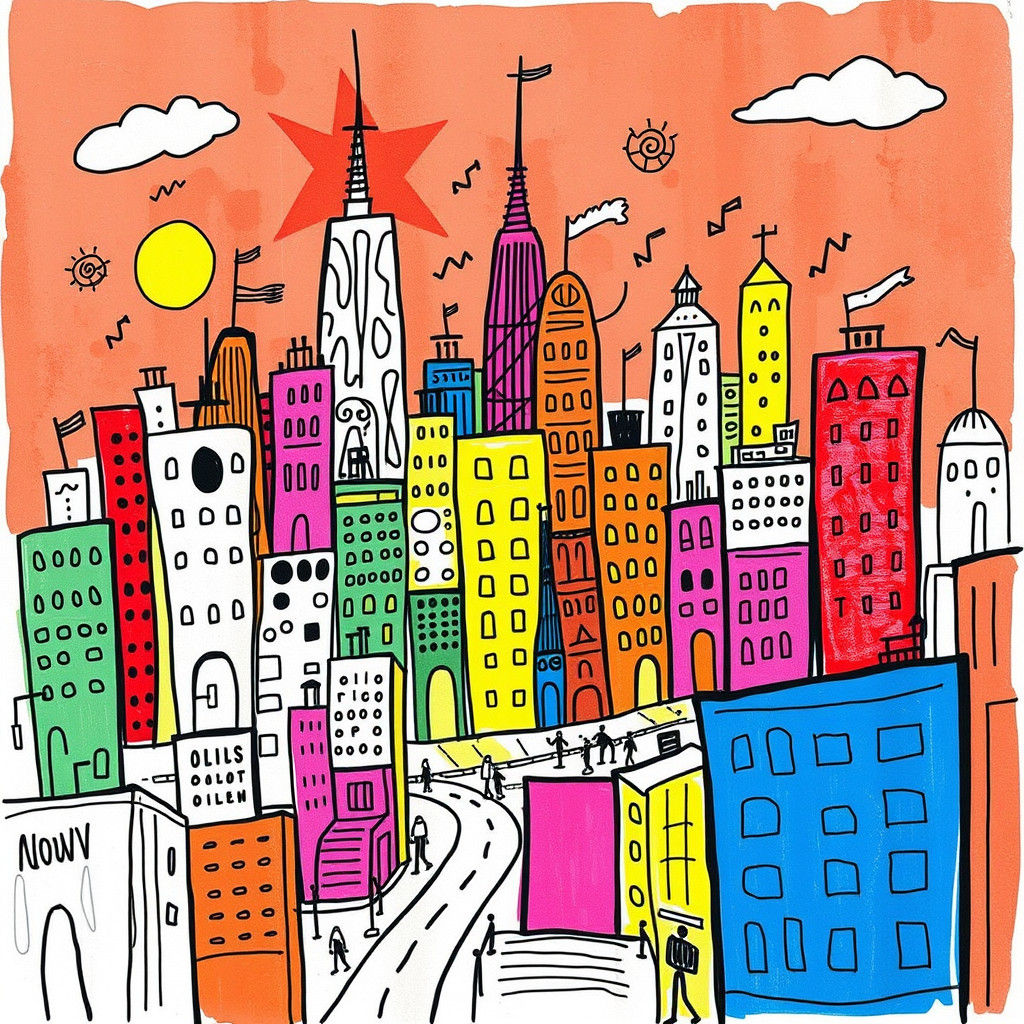 Whimsical Metropolis of Doodles and Sketches