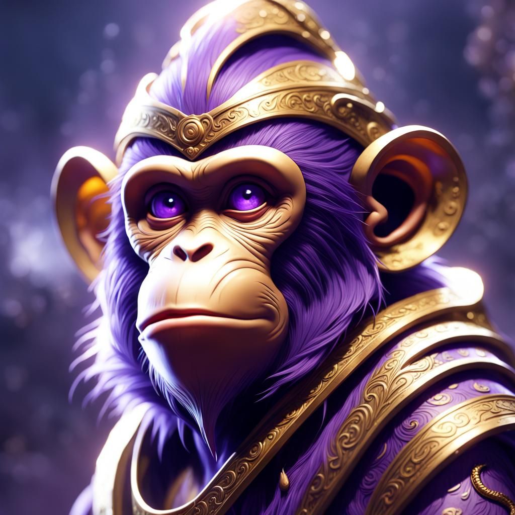 Moonlit Monkey Portrait in Dark Fantasy Style