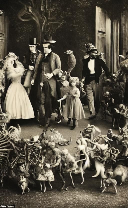 Elegant Man's Surreal Walk: Daguerreotype in Victorian Style