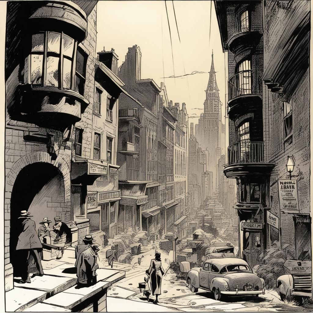 Classic Comic Book Scene in Will Eisner Style