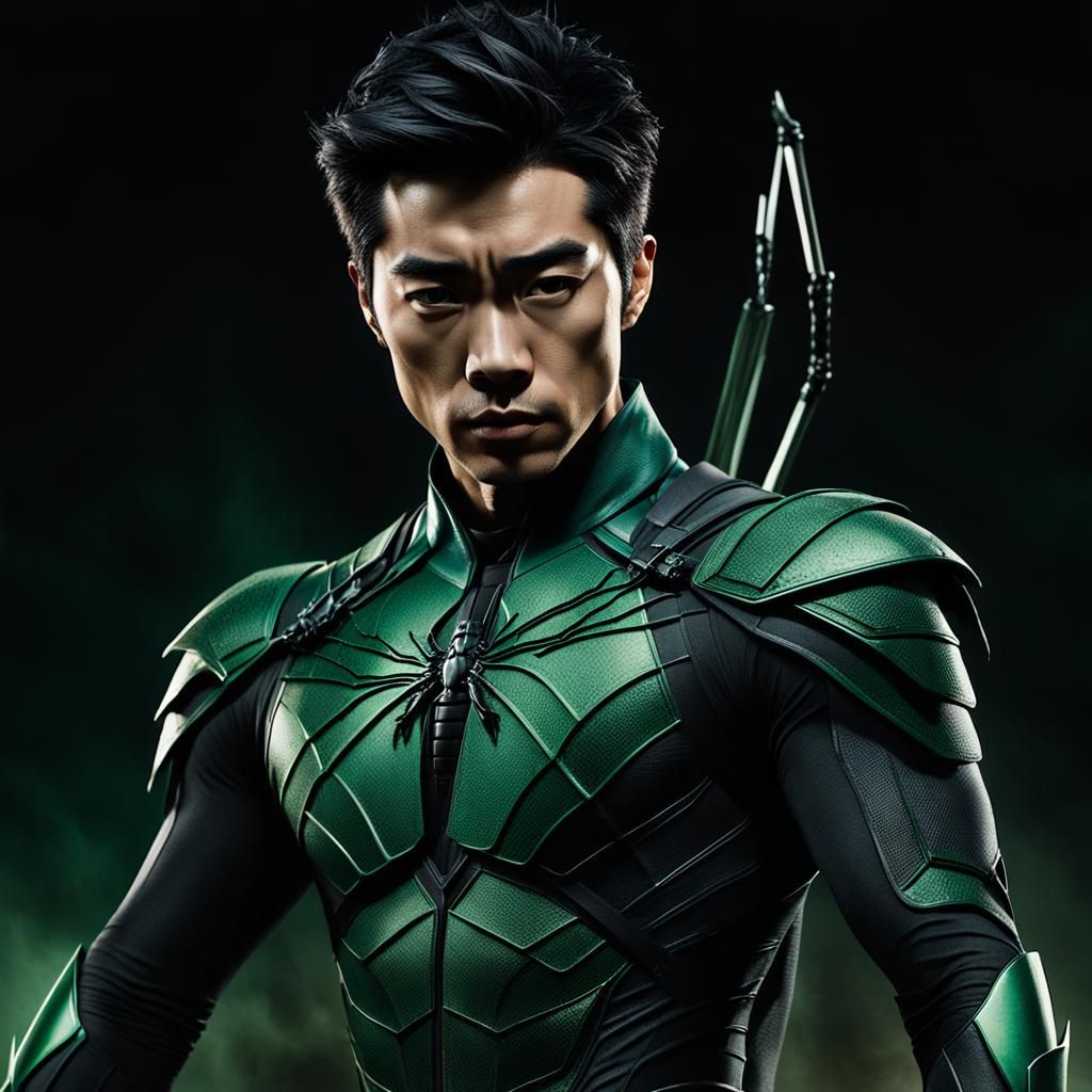 Heroic Dragonfly Superhero in Chicago at Dawn