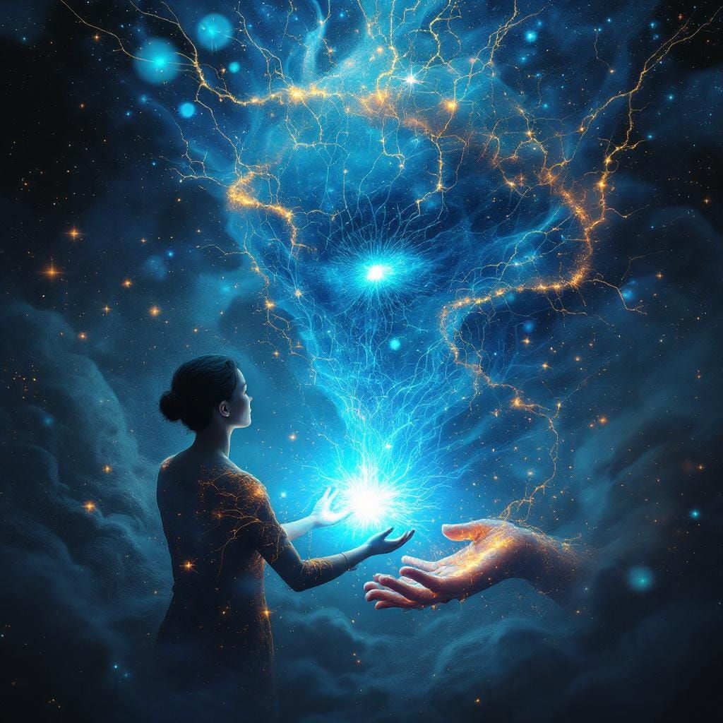 Luminous Fractal Being Encounter in Surreal Digital Art