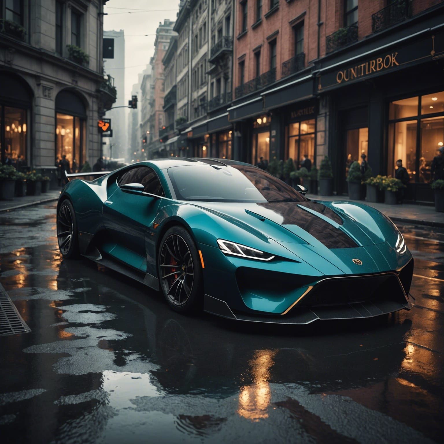 Futuristic Sports Car in Digital Matte Painting Style