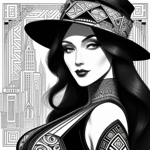 Elegant Art Deco Woman in Cityscape