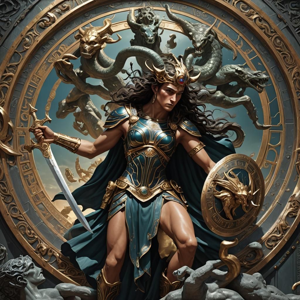 Perseus Beheads Medusa: A Fantasy Concept Art