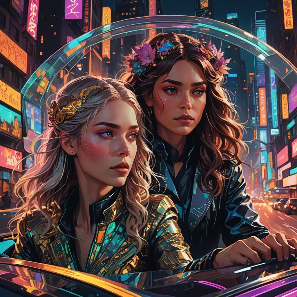 Ra and Atlanna's Neon Sunday Drive: Art Nouveau