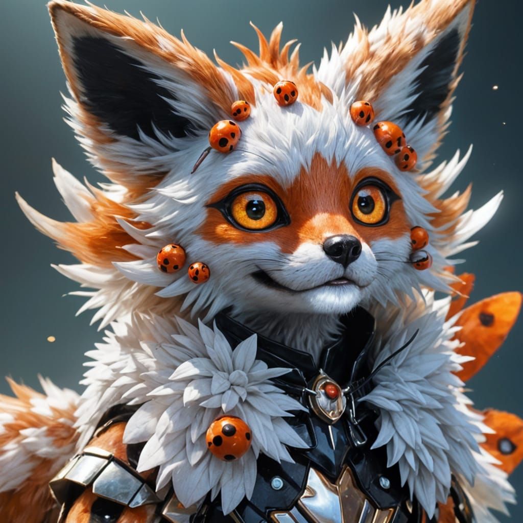 Anime Fox Ladybug Hybrid Close-Up in 3D