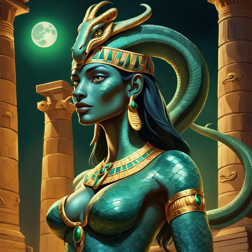 Cobra Goddess Wadjet in Volumetric Oil Paint Style