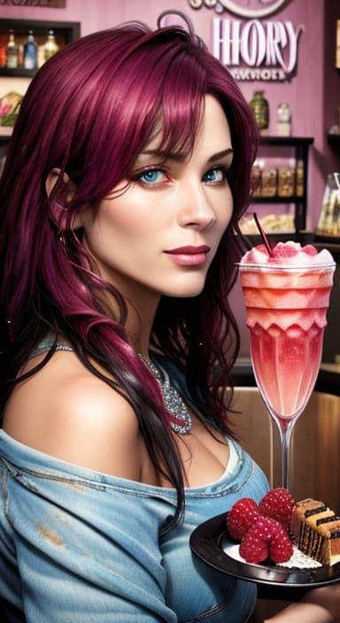 Dessert Shop Portrait in Dark Horse Comics Style