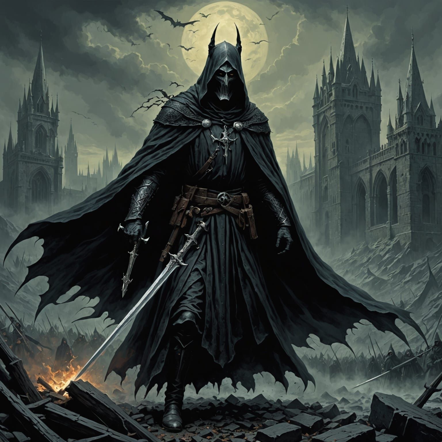 Dark Fantasy Nazgul in Infernal Flames