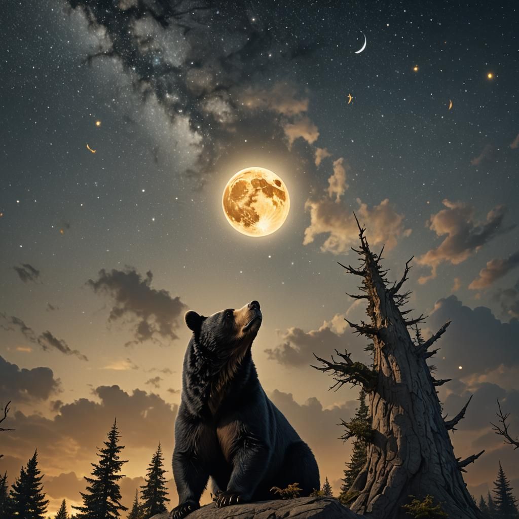 Black Bear Stargazing: Epic Digital Matte Painting