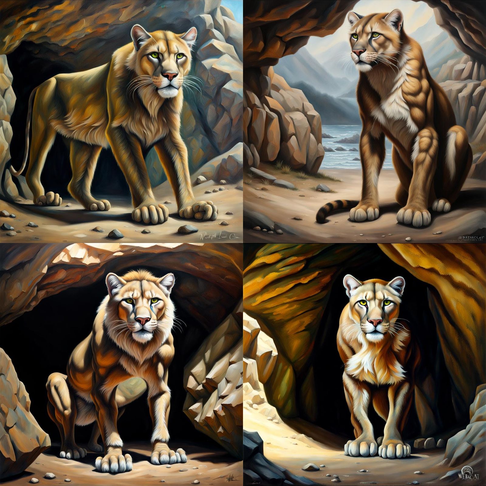 Realistic Werecat Mountain Lion Man in Oil Paint