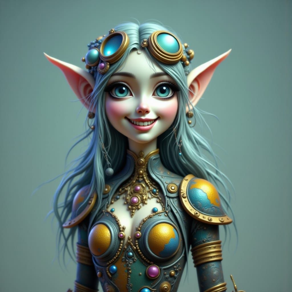 Amused Drow Elf Steampunk Engine Masterpiece