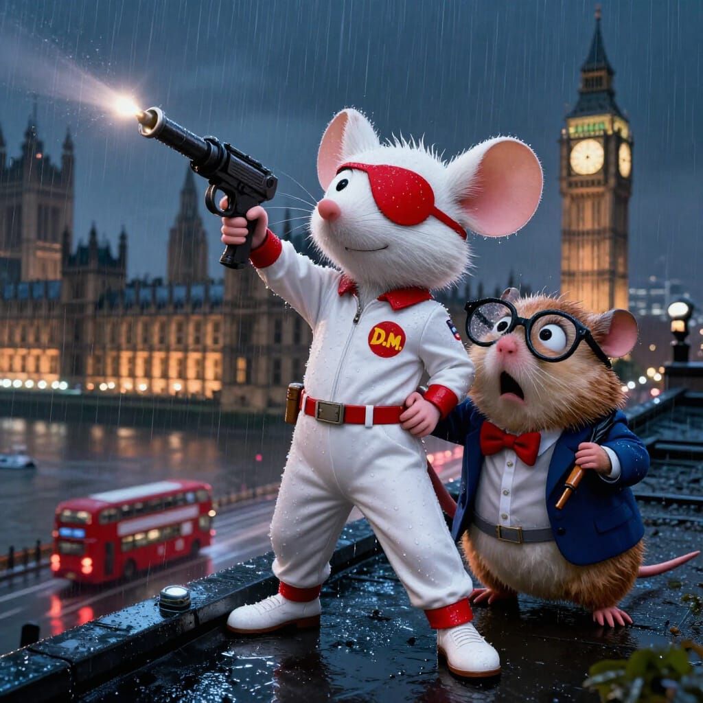Danger Mouse Live-Action Rooftop Pursuit Cinematic Scene