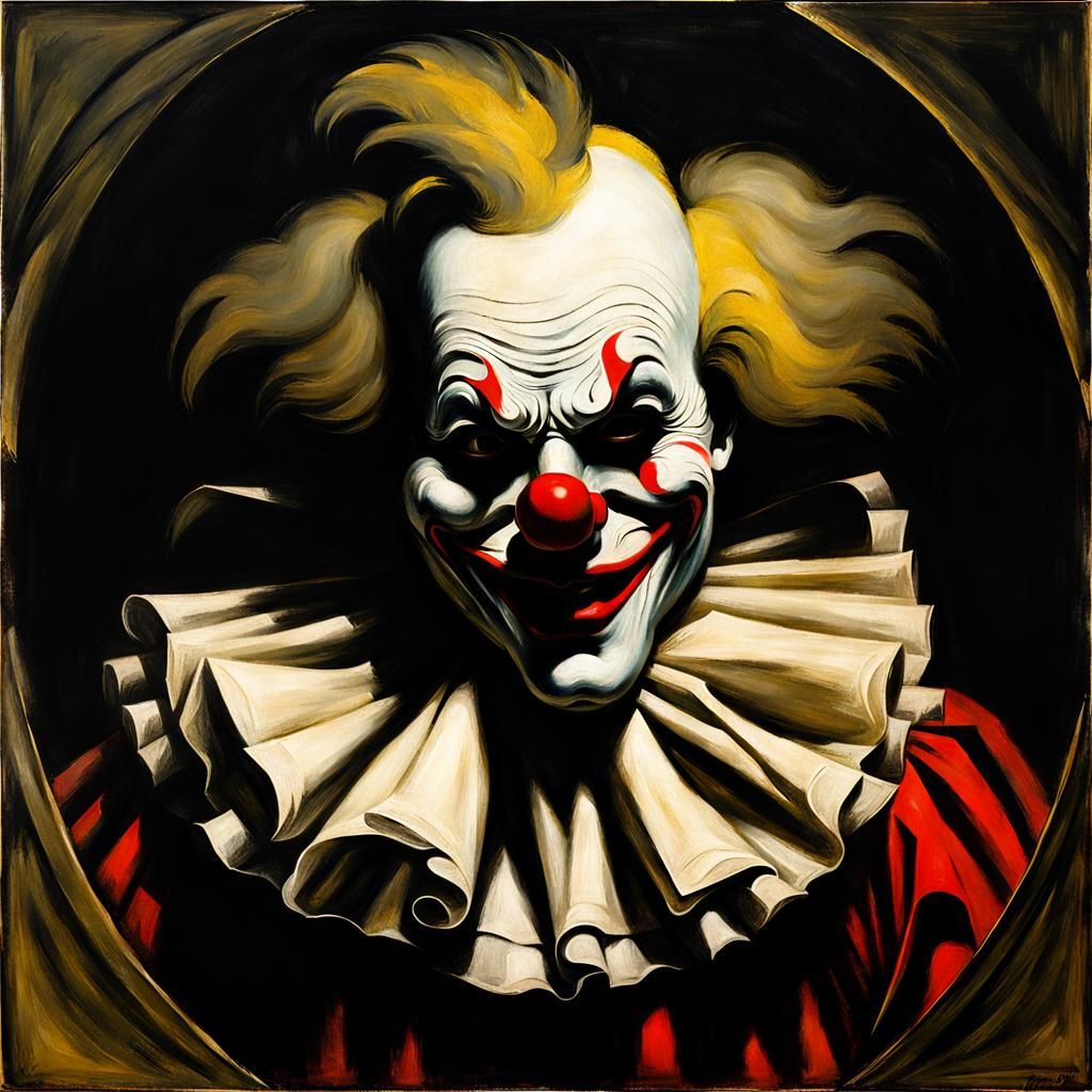 Sinister Clown Mask in Romanticism Style