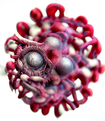 COVID-19 Virus Macro Still Life in Biopunk Style