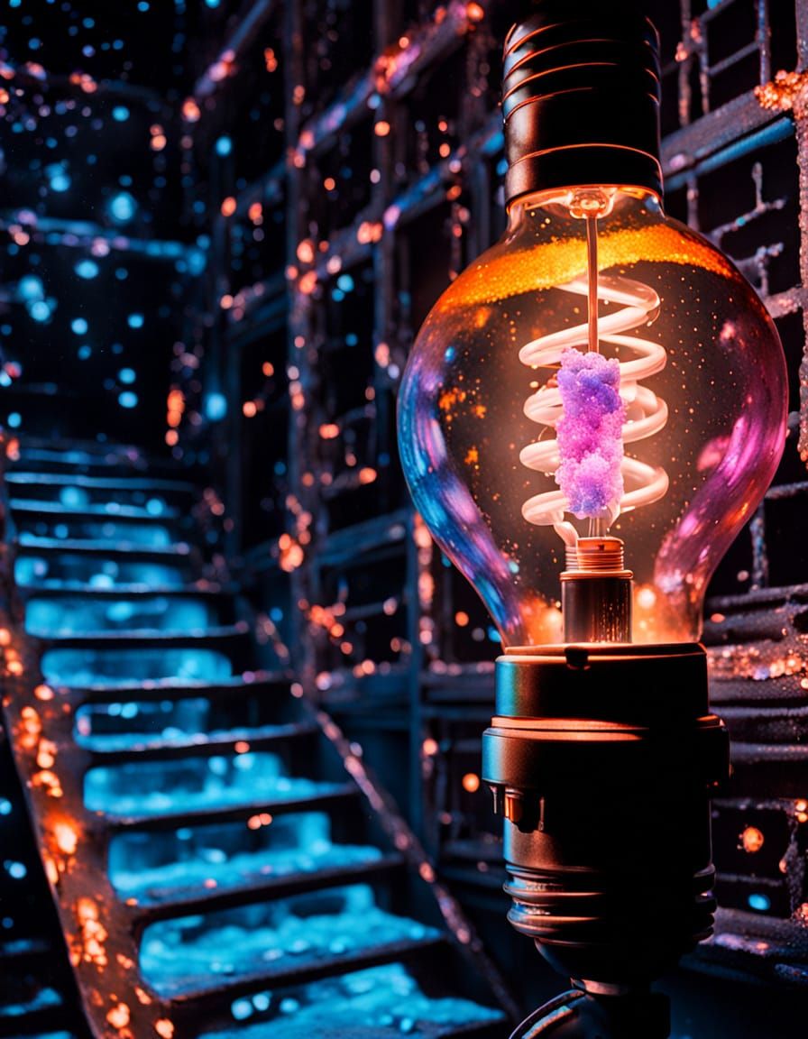 Hyperrealistic Lab Inside Light Bulb