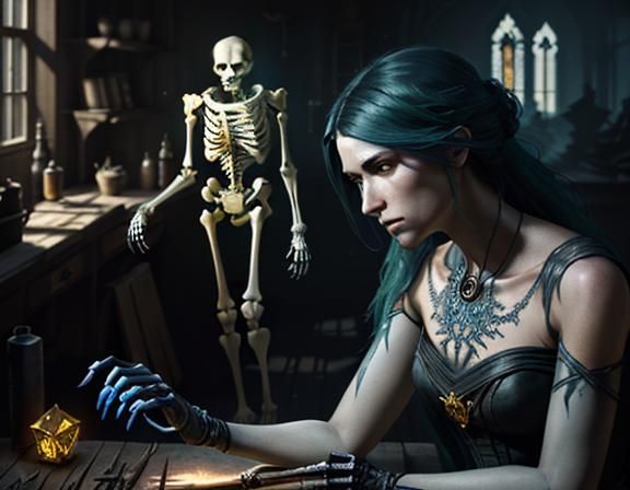 Furry Skeleton Bone Repair in Dark Fantasy Style