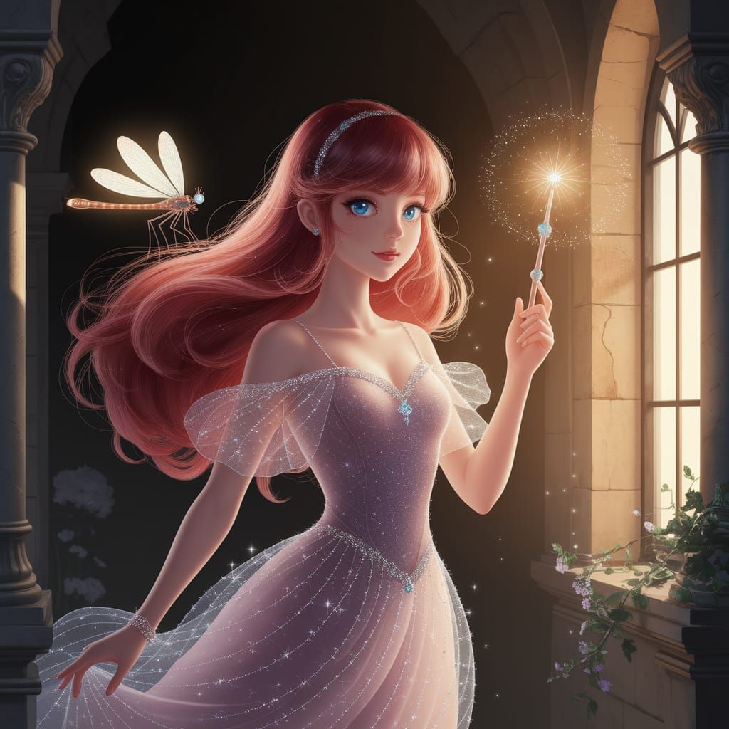 Magical Girl Illuminates Ancient Building