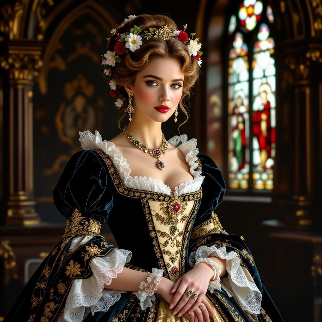 Baroque & Gothic Portrait of Aristocratic Woman