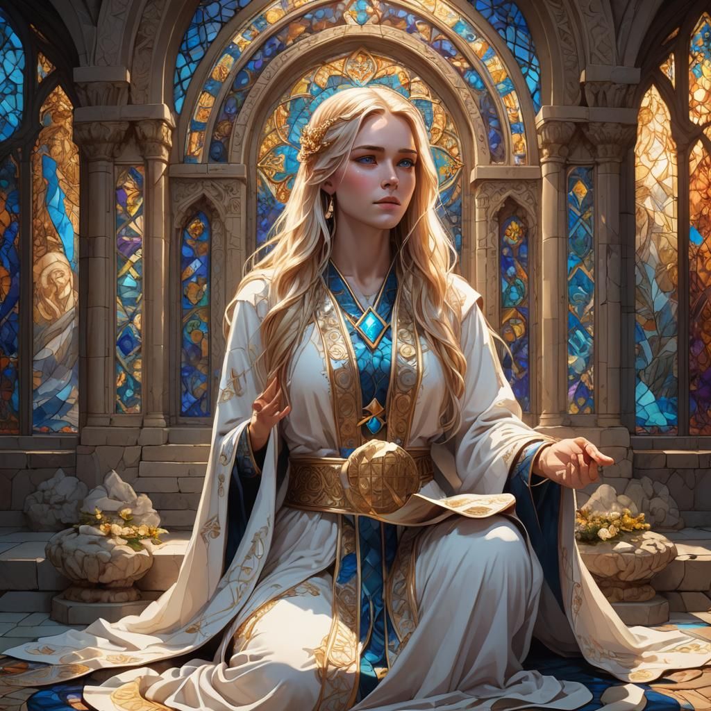 Priestess Before Altar in Gothic Fantasy Art
