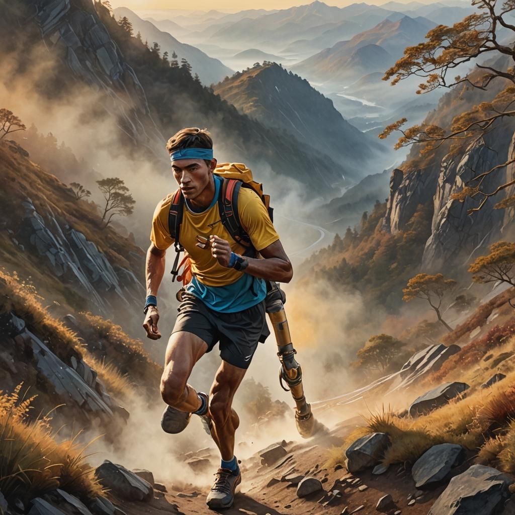 Para-Athlete at Dawn in Hyper-Realistic Digital Art