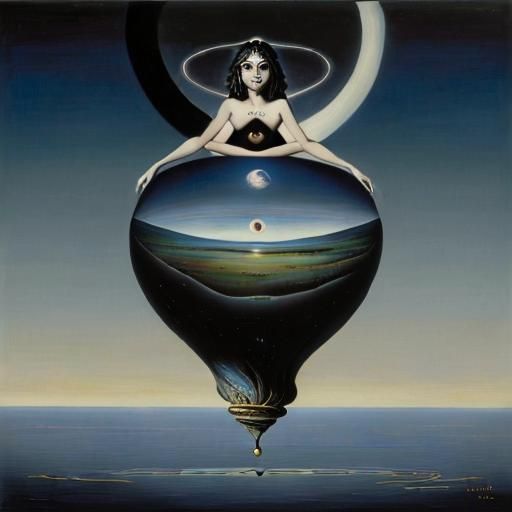 Surreal Landscape in Dali-esque Oil Painting Style