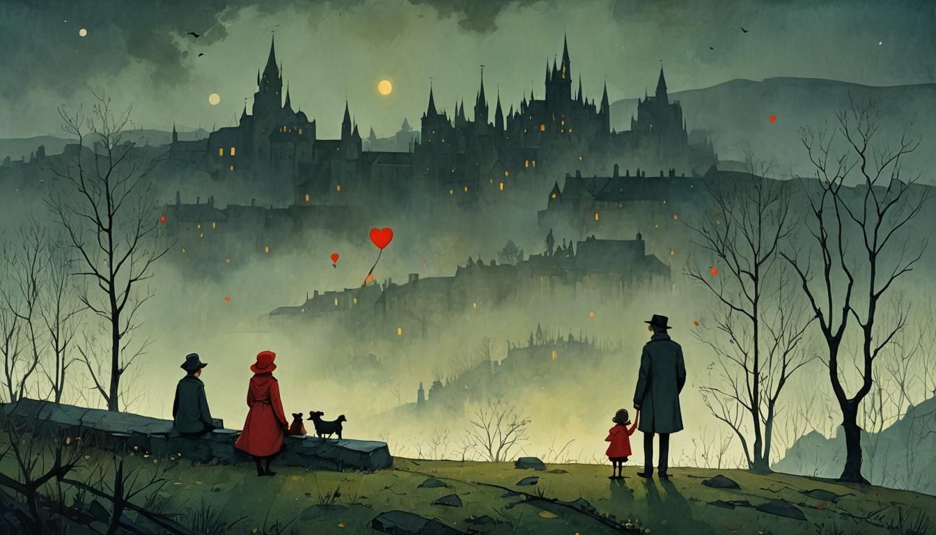 Moody Love Story Illustration in Fairytale Style