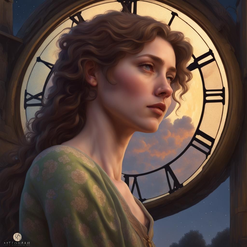 Pastoral Woman Portrait in Pointillist Style