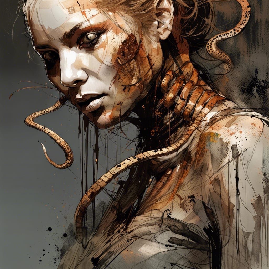 Intricate Ink Cobra Dissolving into Vaporous Form