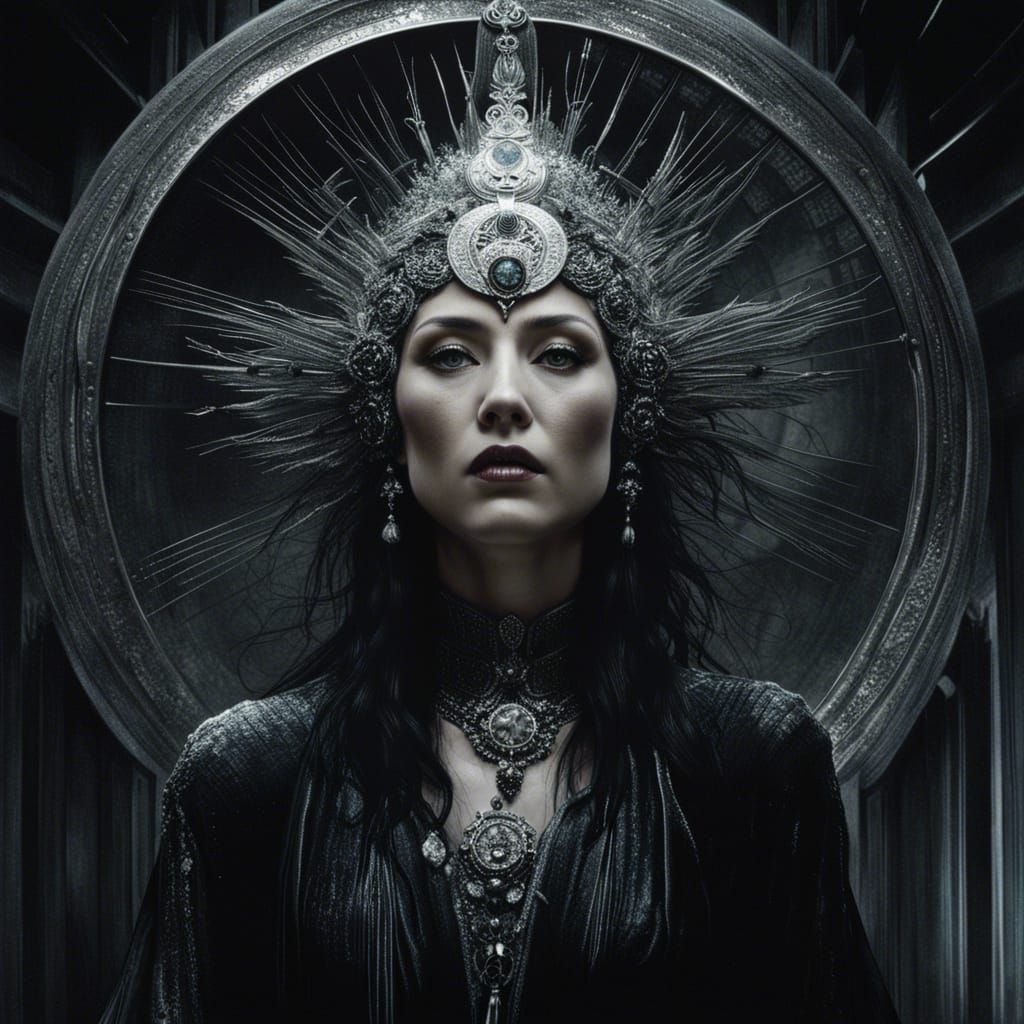 Perfect Moon Witch Portrait in Hyperrealism Style