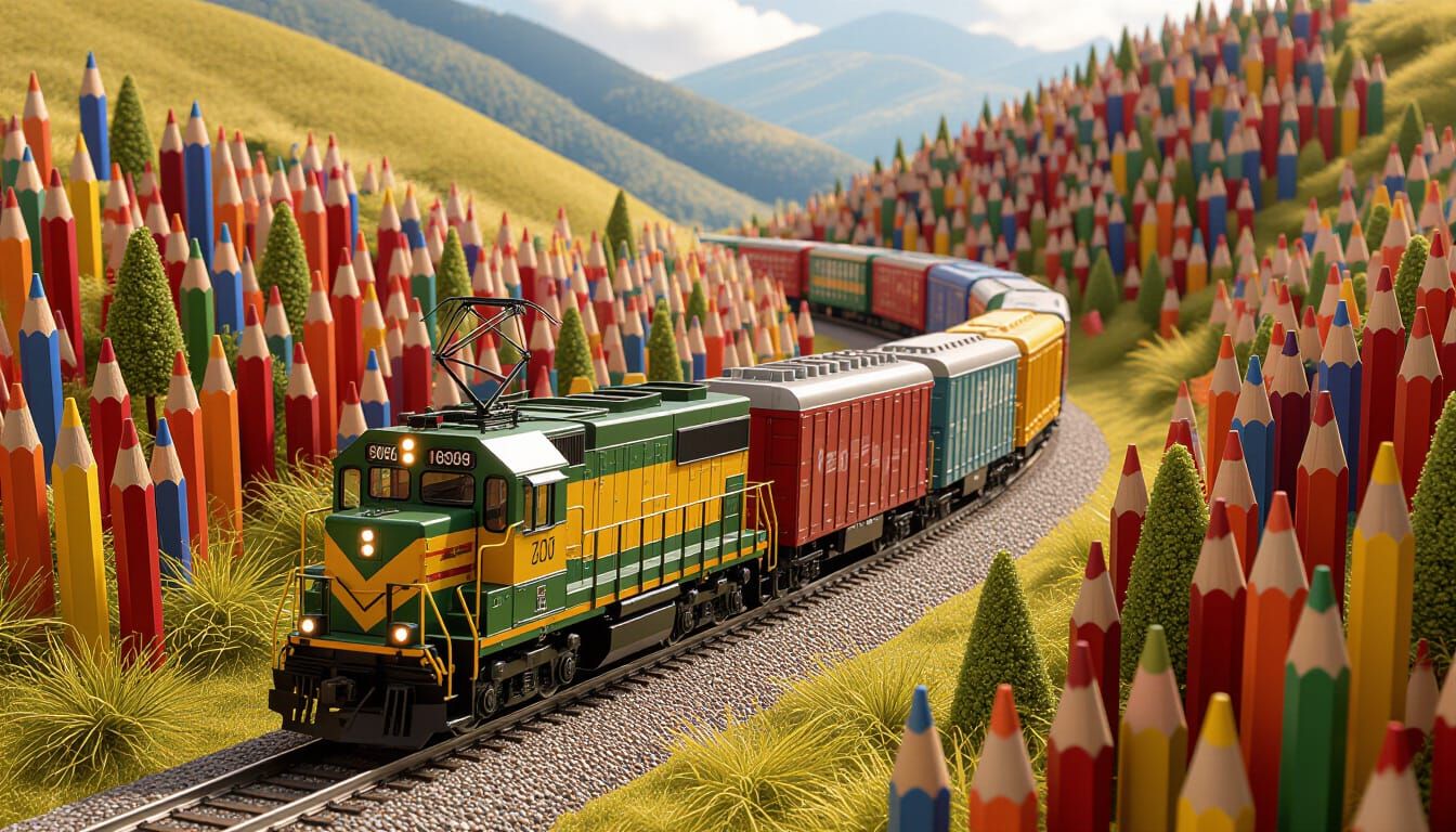 Pencil Train Travels Through Pencil Forests
