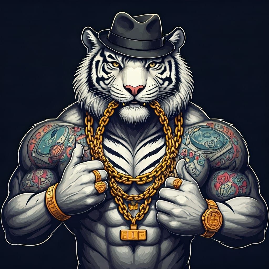 Surreal Gangster Tiger Exudes Street-Smart Confidence in Bol...