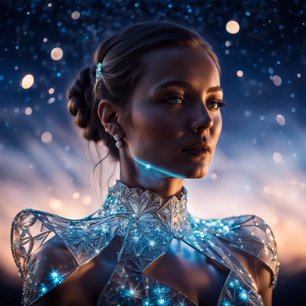 Woman in Glass Dress Portrait