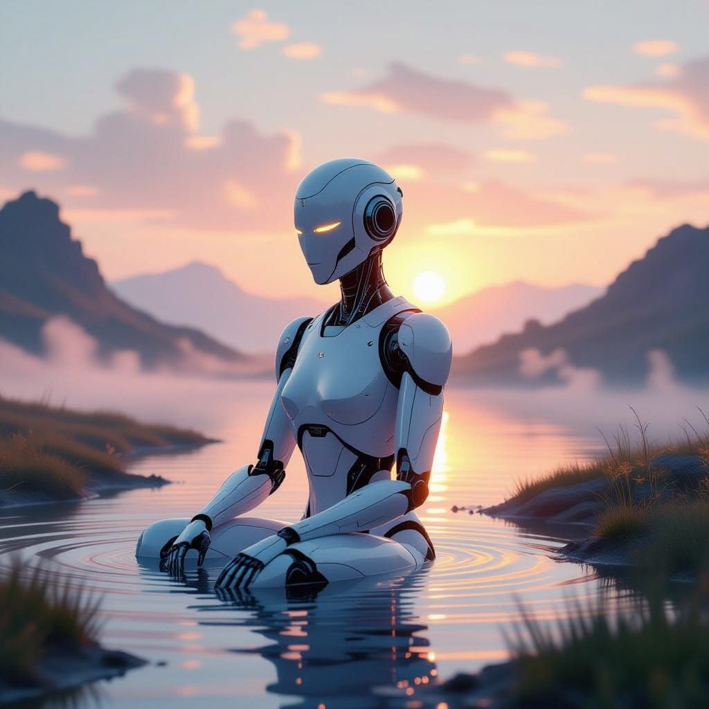 Ethereal AI Figure Conveying Empathy and Loyalty