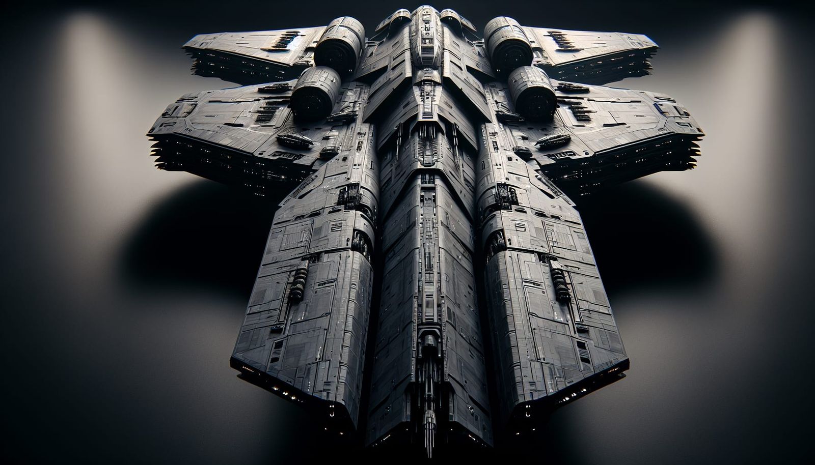 Gigantic Dark Gray Dreadnought Starship Concept Art