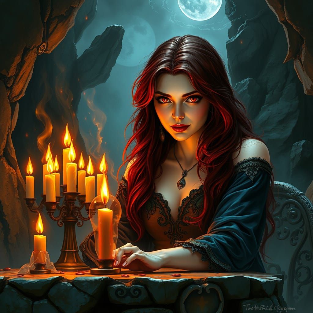 Fire Witch Casting Spell in Petrified Forest