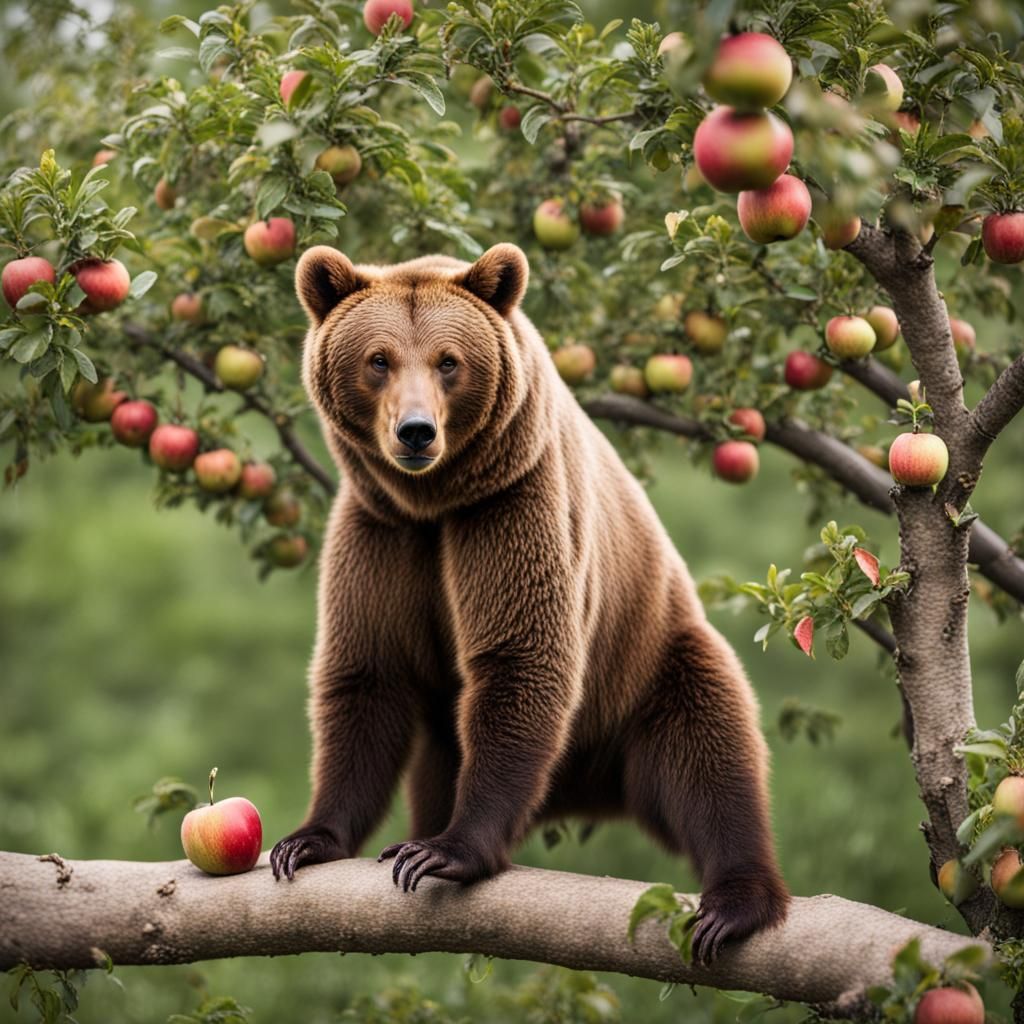 Bear in Apple Tree