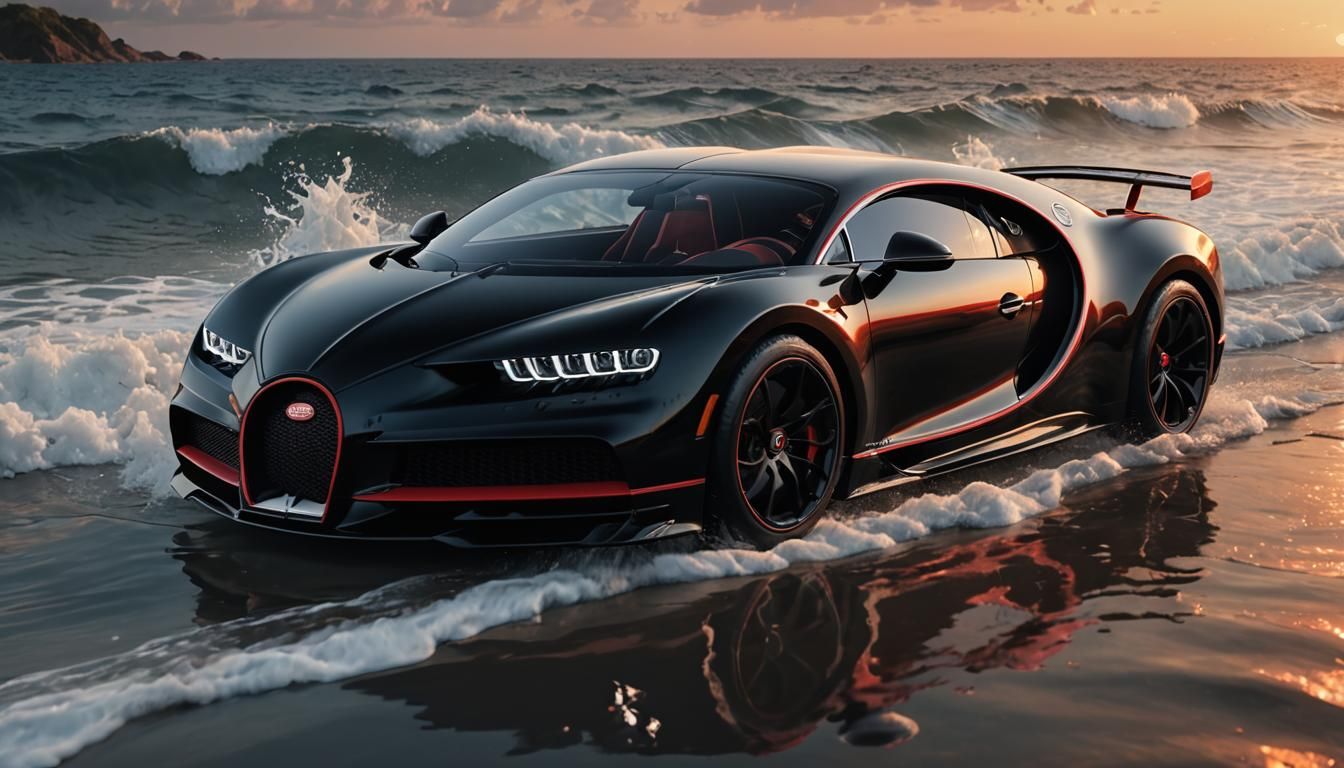 Bugatti Chiron Sport at Sunset: Hyperrealistic Matte Paintin...