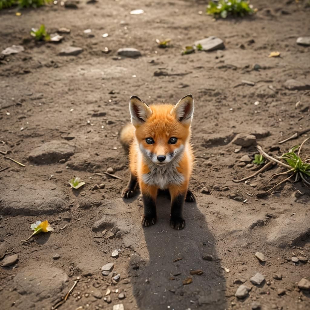 Cute Baby Fox Playing in Heavenly Sunshine
